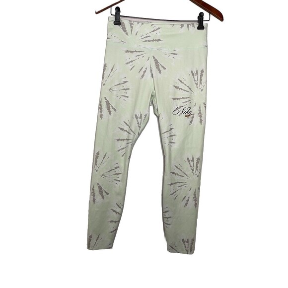 Women's Nike Dri-FIT  Mid-Rise Tie-Dye Leggings Womens medium Green Gray Active - Picture 1 of 7